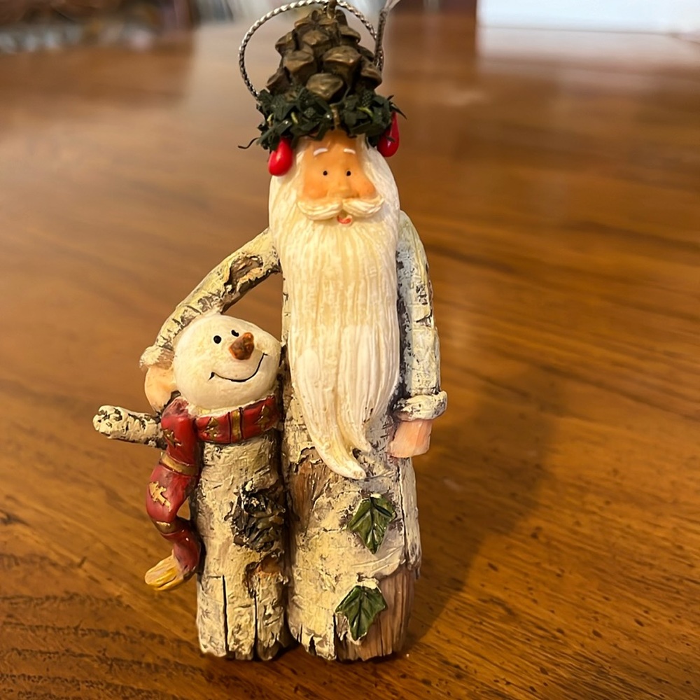 Old World Santa and Snowman ornament, 4.50” hanging.